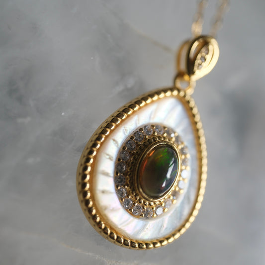 Black Opal Gold S925 Necklace