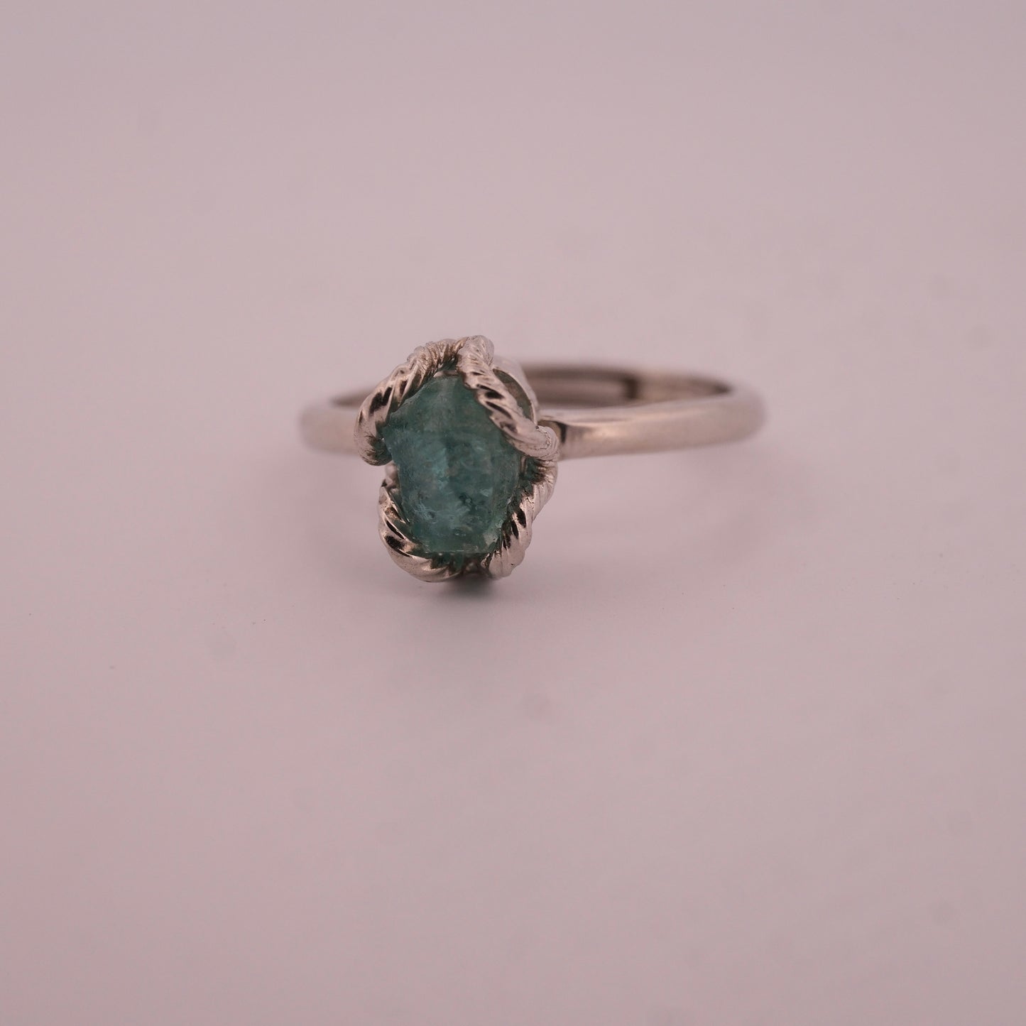 Raw High Grade Green Kyanite S925 Adjustable Ring