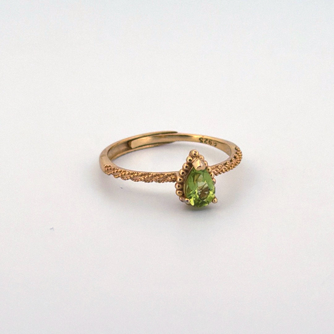 Peridot S925 Gold Adjustable Ring