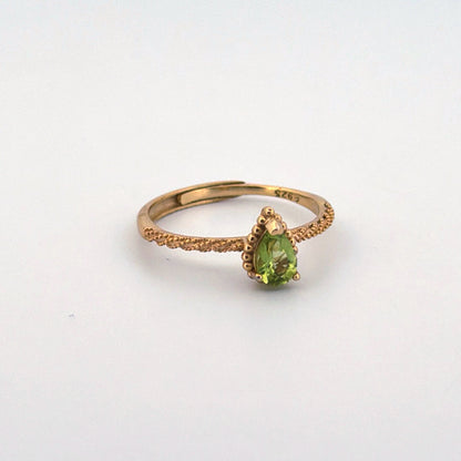 Peridot S925 Gold Adjustable Ring