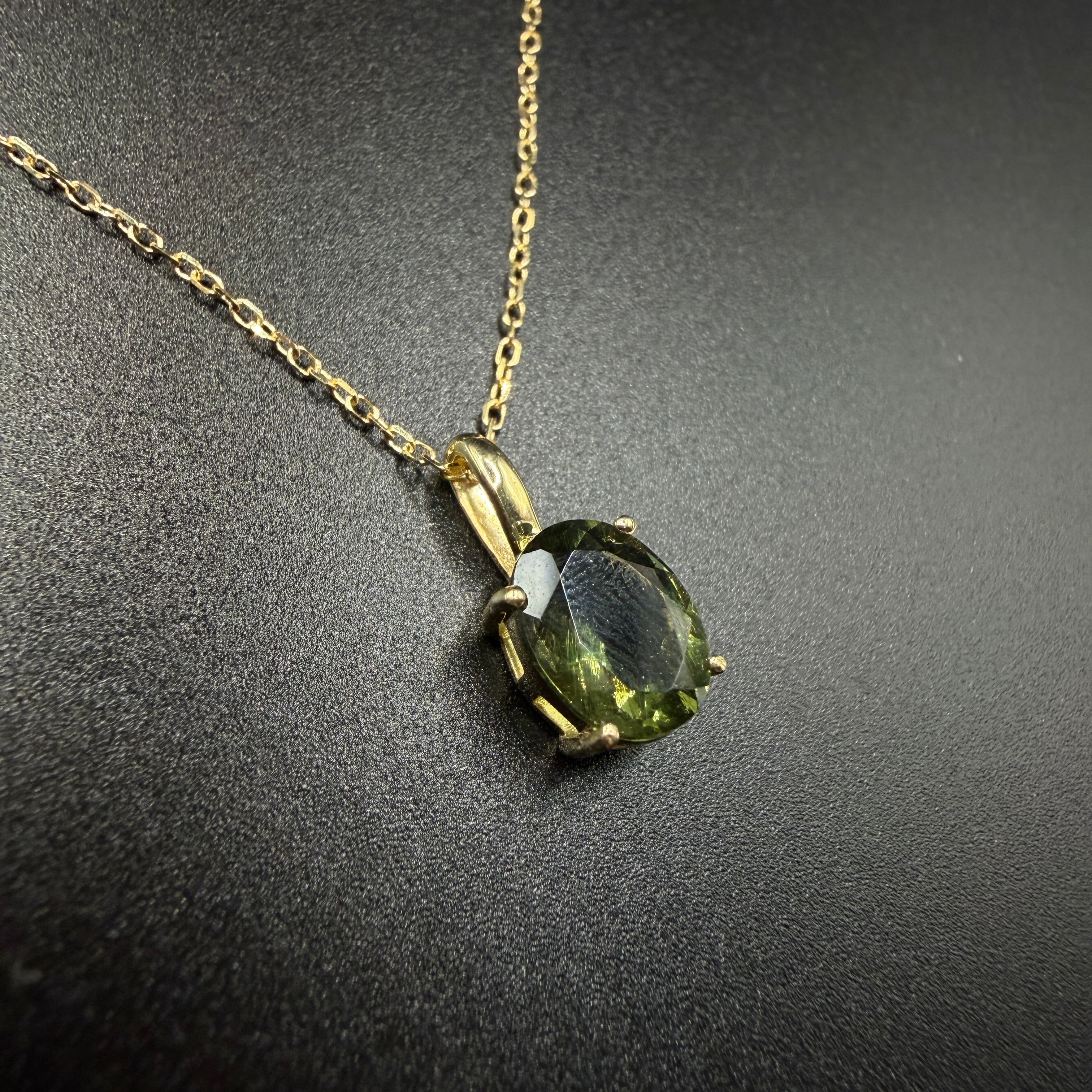 9ct Gold Moldavite Certified Necklace