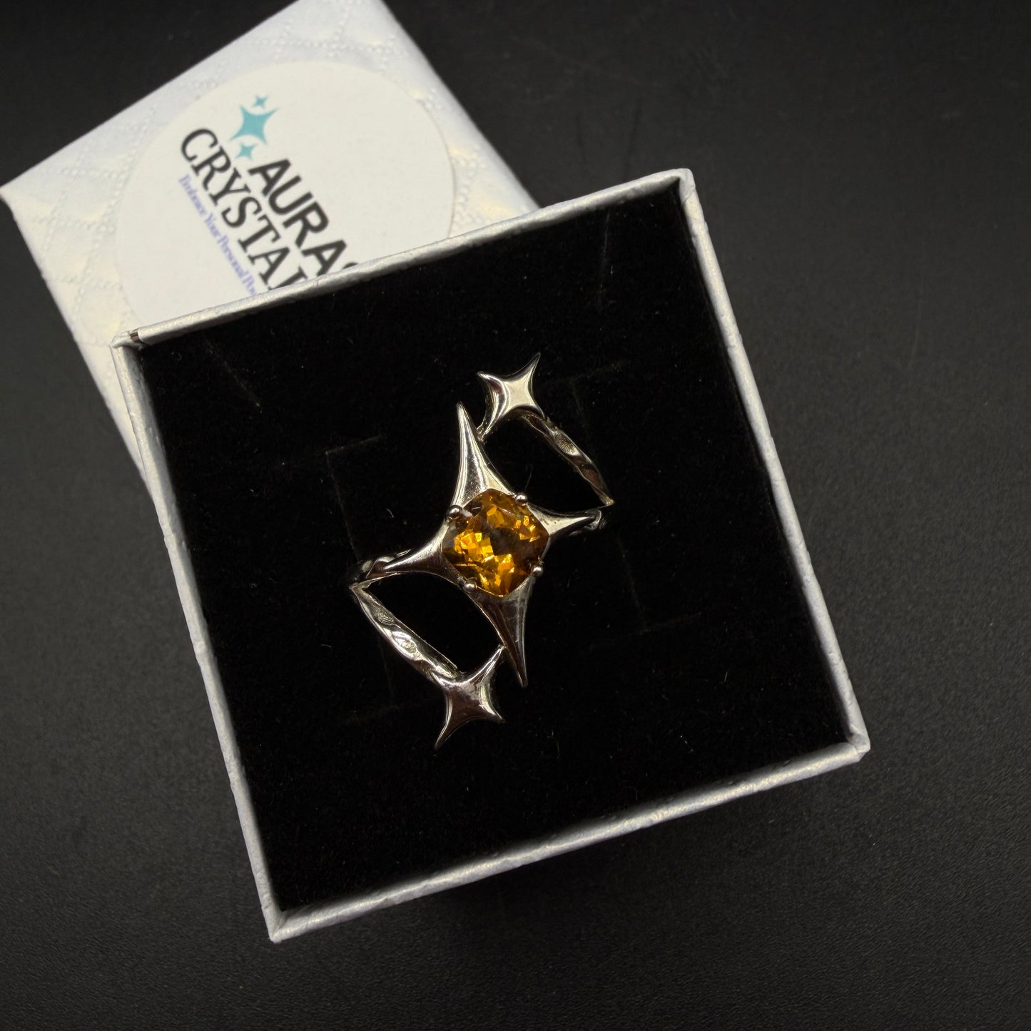 Citrine Star S925 Certified Adjustable Ring