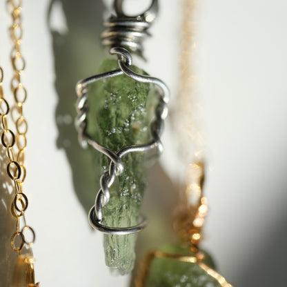 Moldavite Handmade Stainless Steel and S925 Necklace