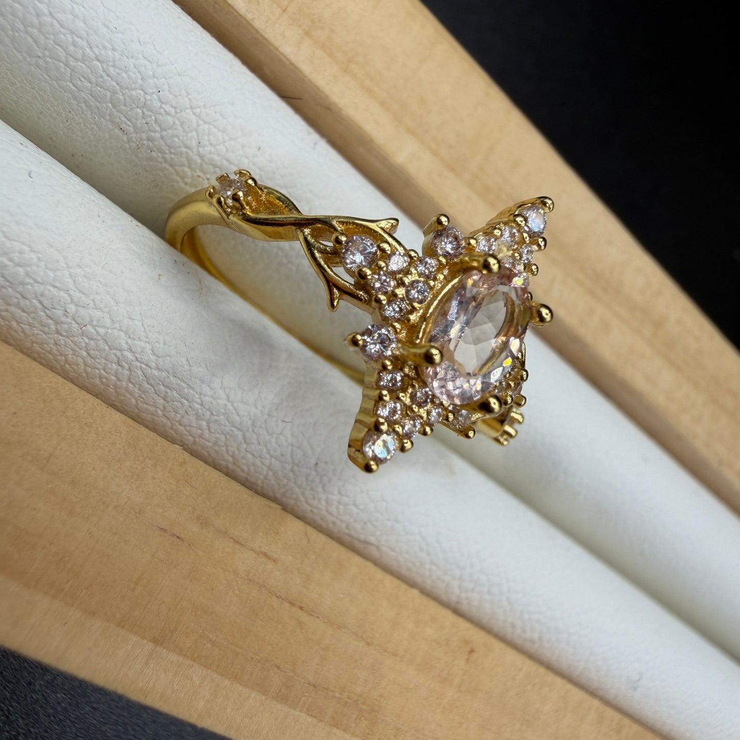 Rose Quartz Star S925 Adjustable Ring