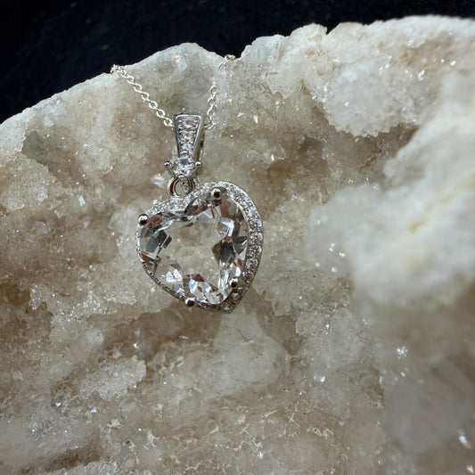 Clear Quartz Heart S925 Necklace