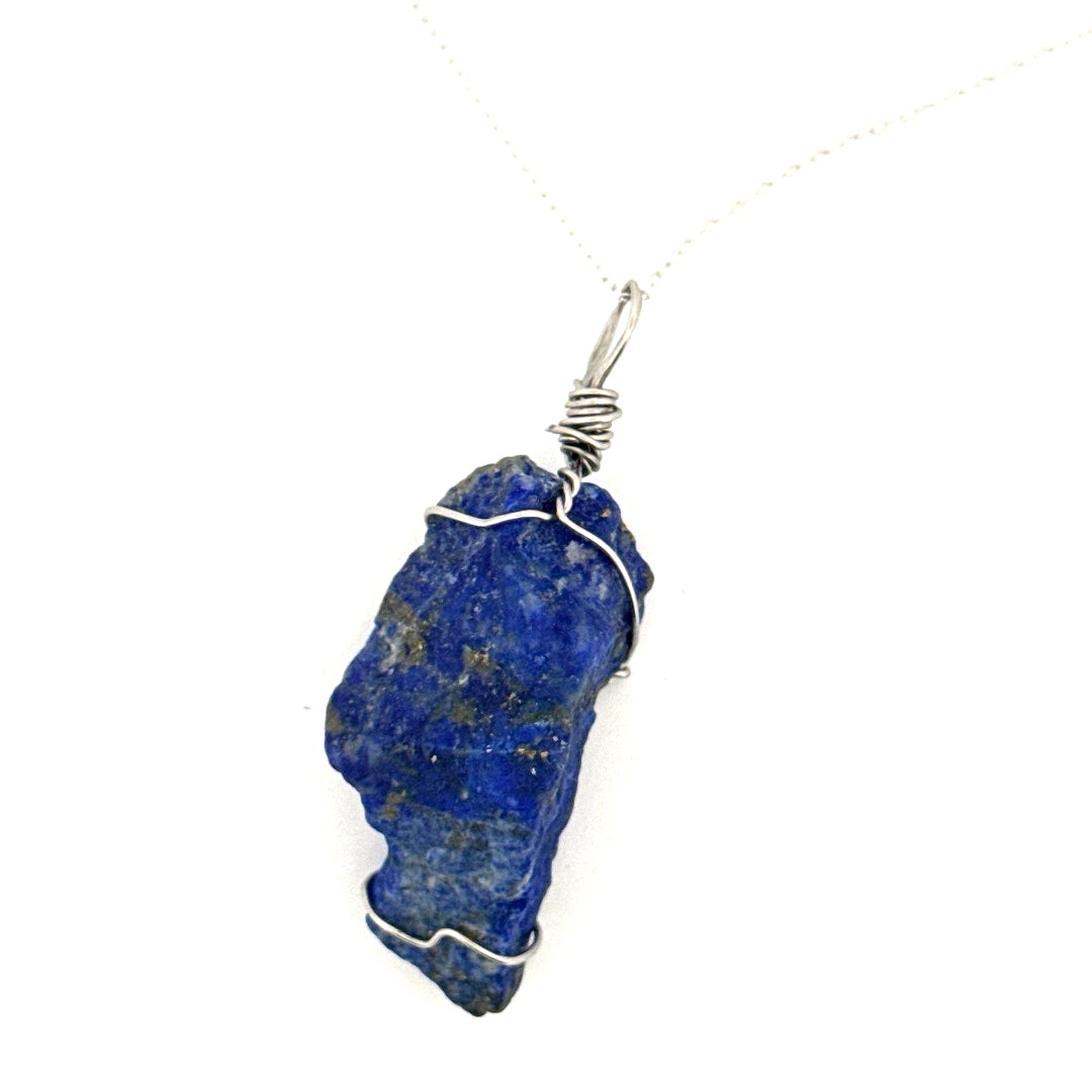 Raw Lapis Lazuli Handmade Necklace on S925 Chain