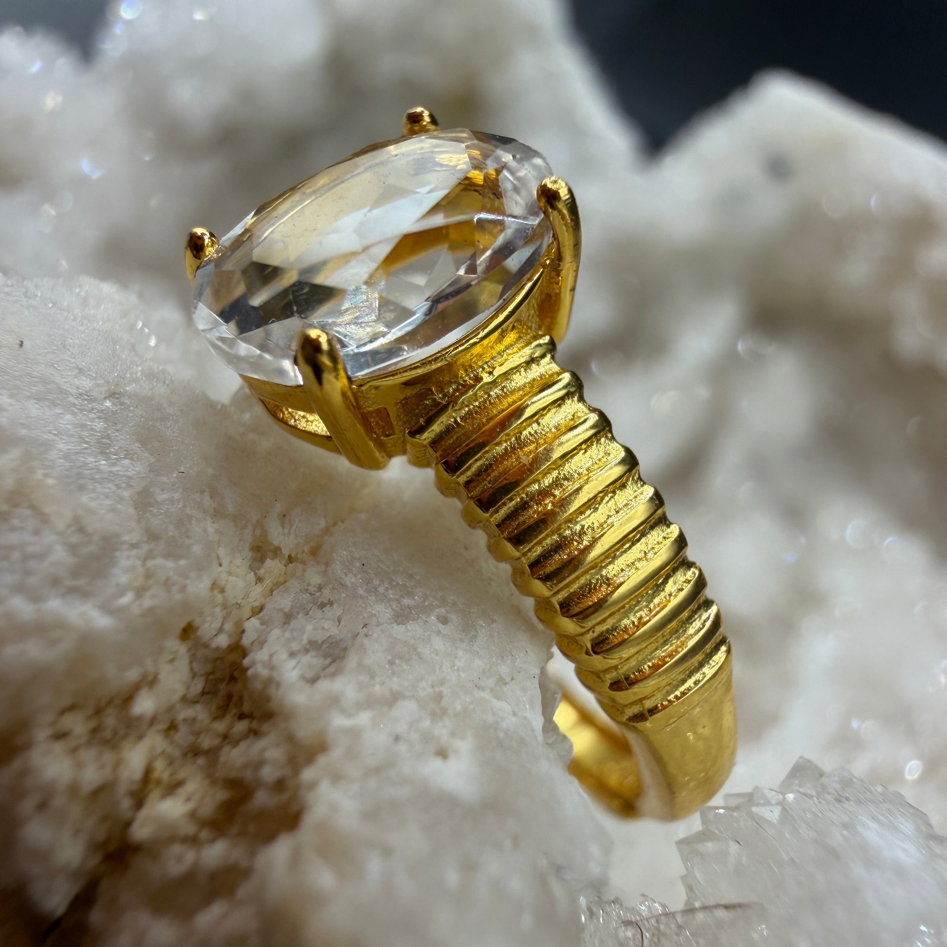 Clear Quartz S925 Adjustable Ring