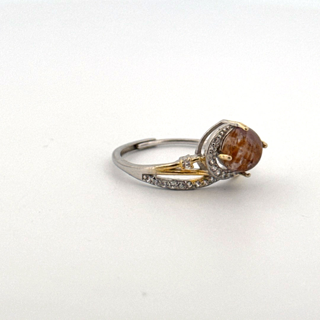 Golden Rutile S925 Adjustable Ring