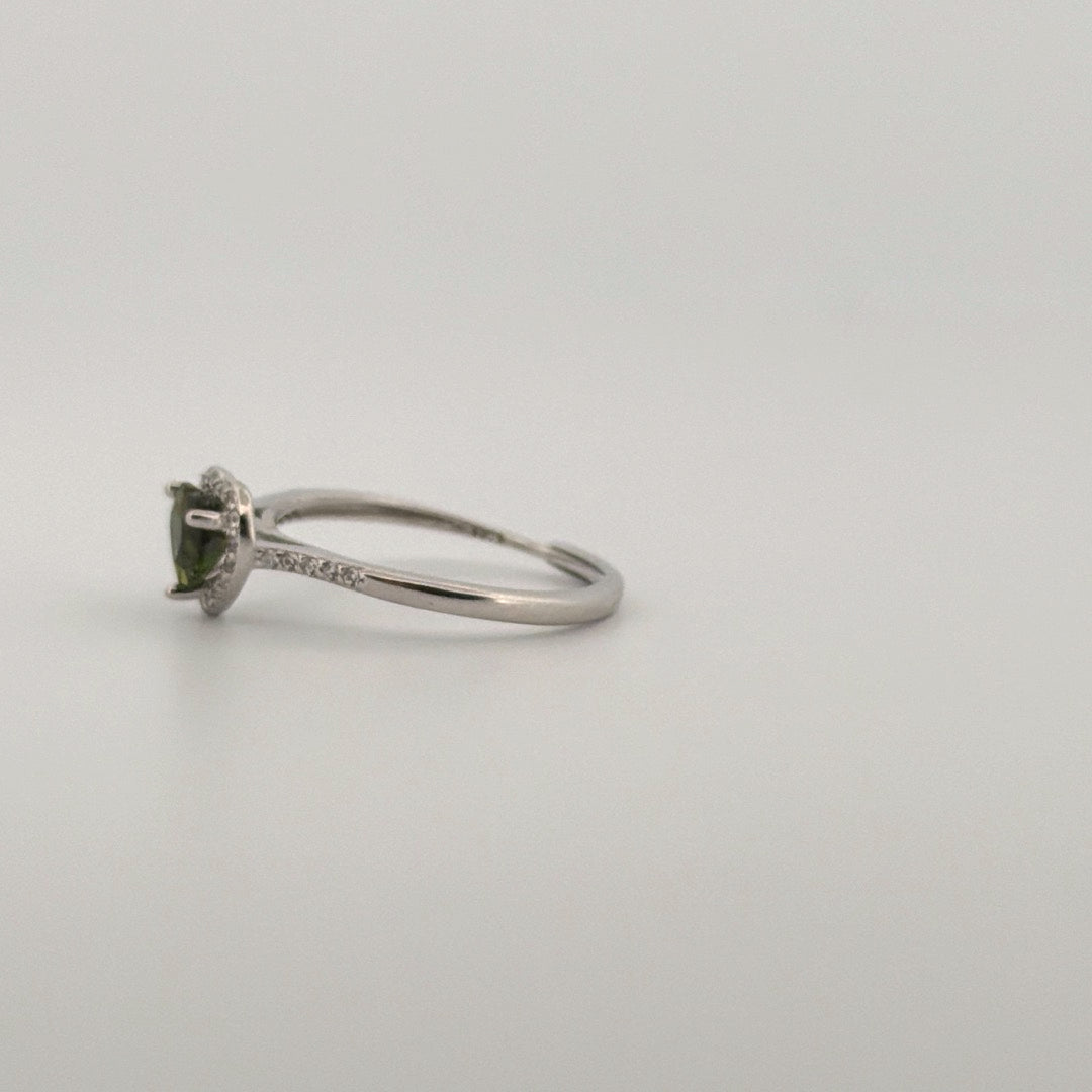 Green Tourmaline S925 Adjustable Ring