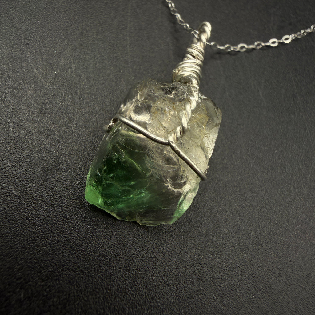 Green Lemurian Fluorite S925 Handmade Necklace