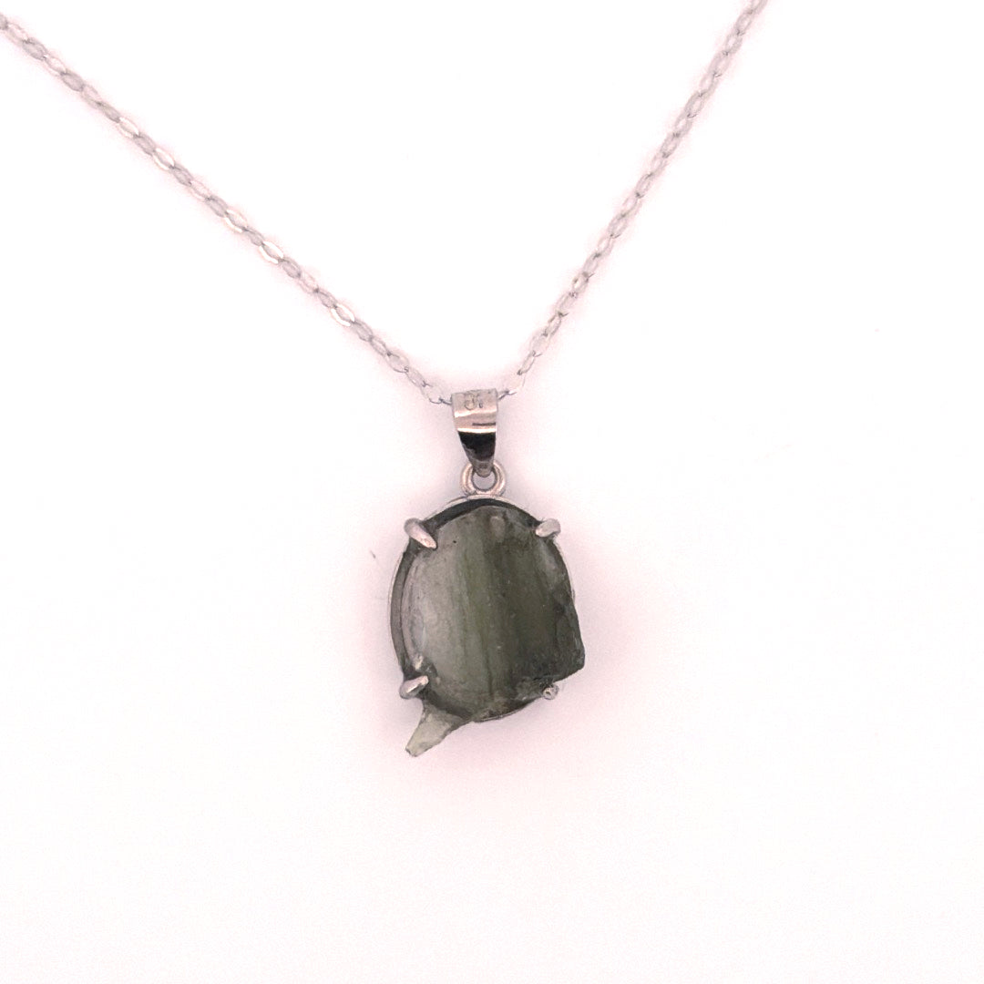 Raw Moldavite S925 Certified Necklace