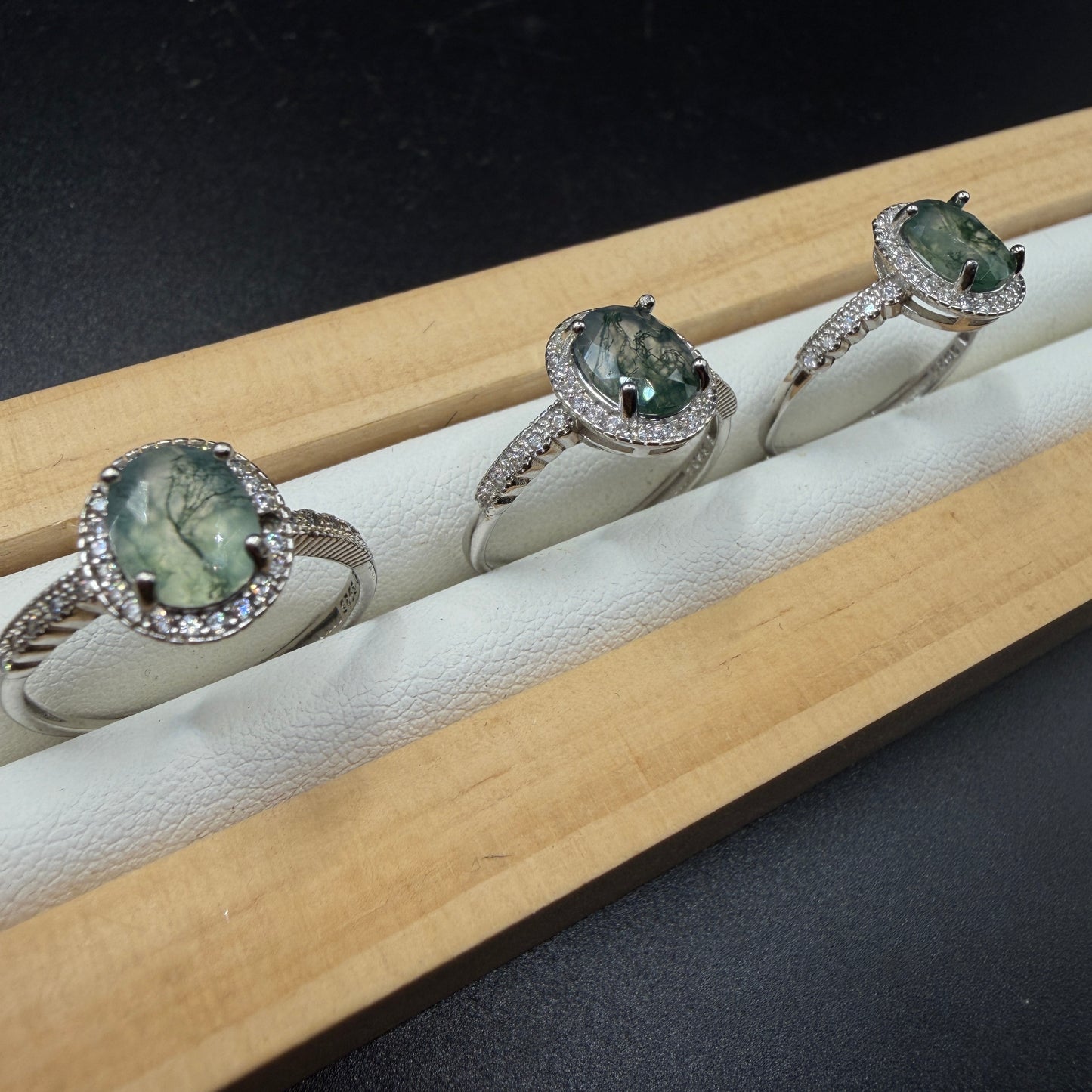 Moss Agate S925 Adjustable Ring