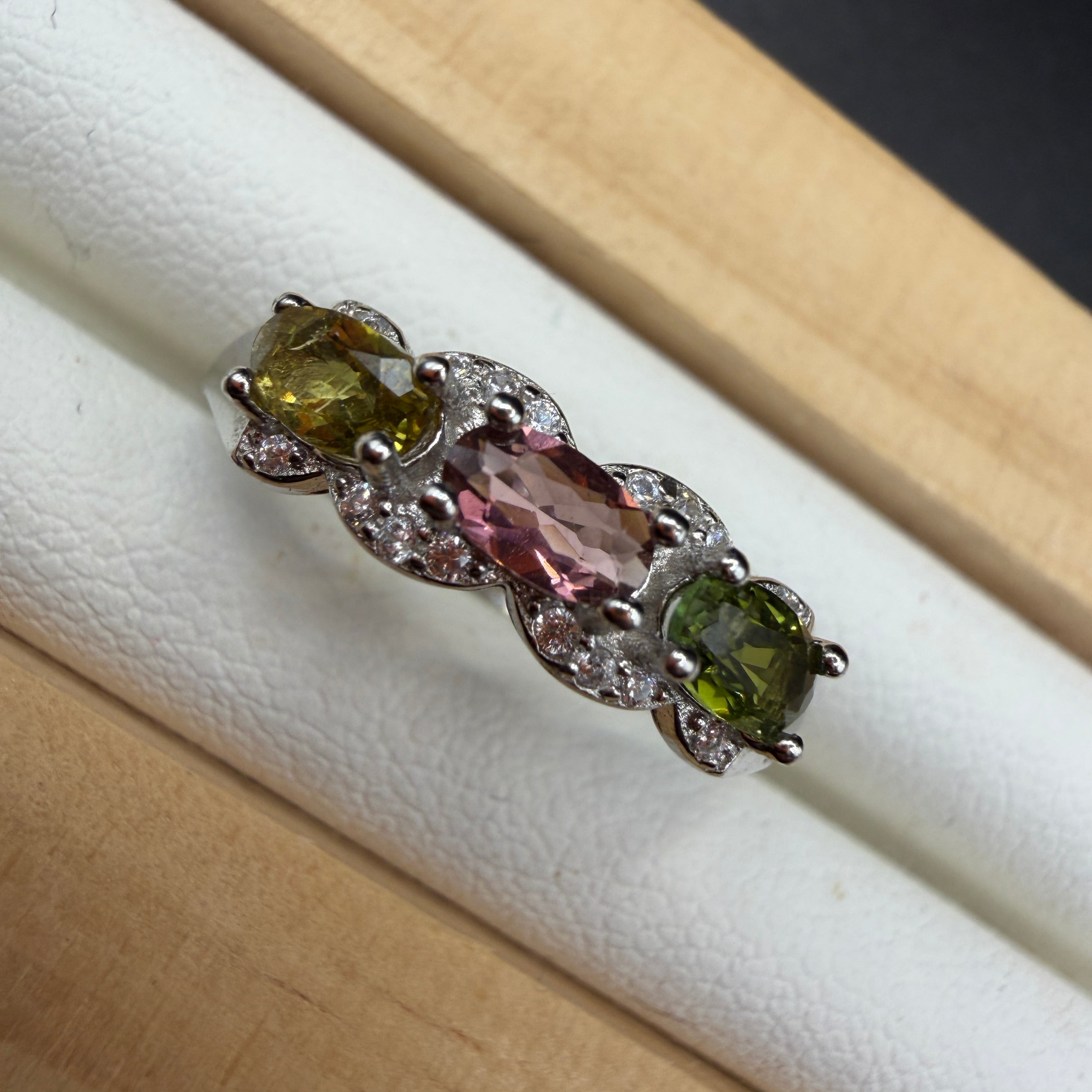 Rainbow Tourmaline S925 Adjustable Ring