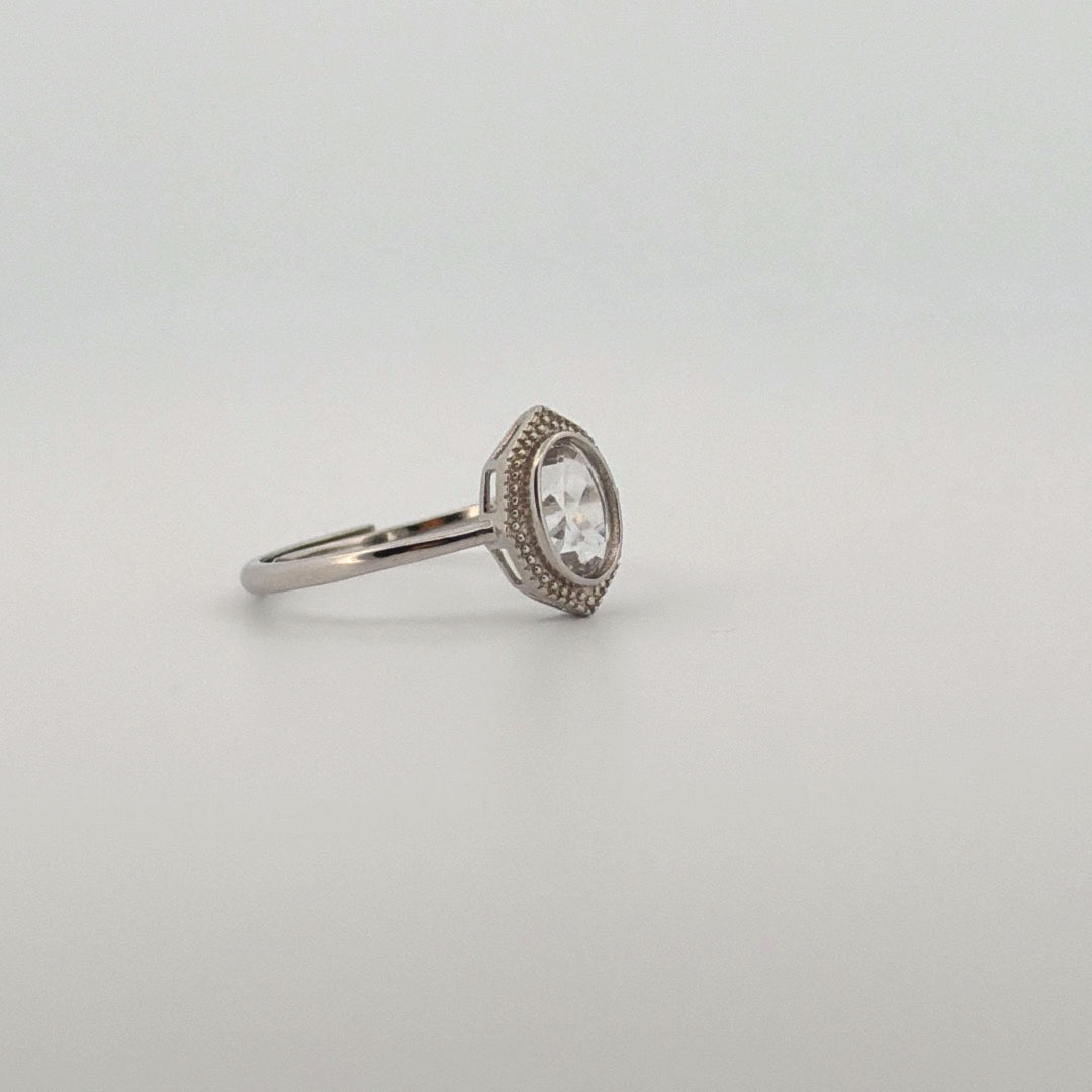 Clear Quartz S925 Adjustable Ring