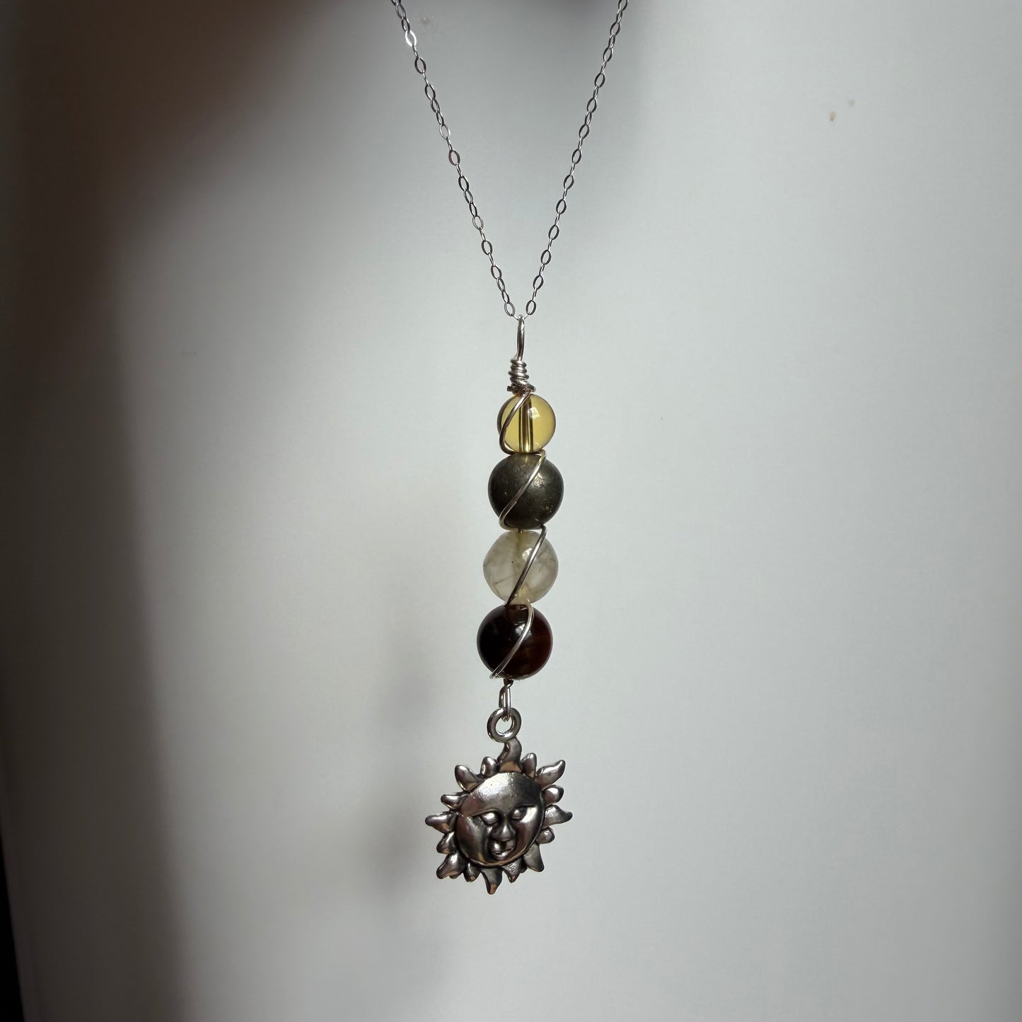 Radiant Joy Citrine Pyrite Labradorite and Black Tourmaline Handmade Necklace
