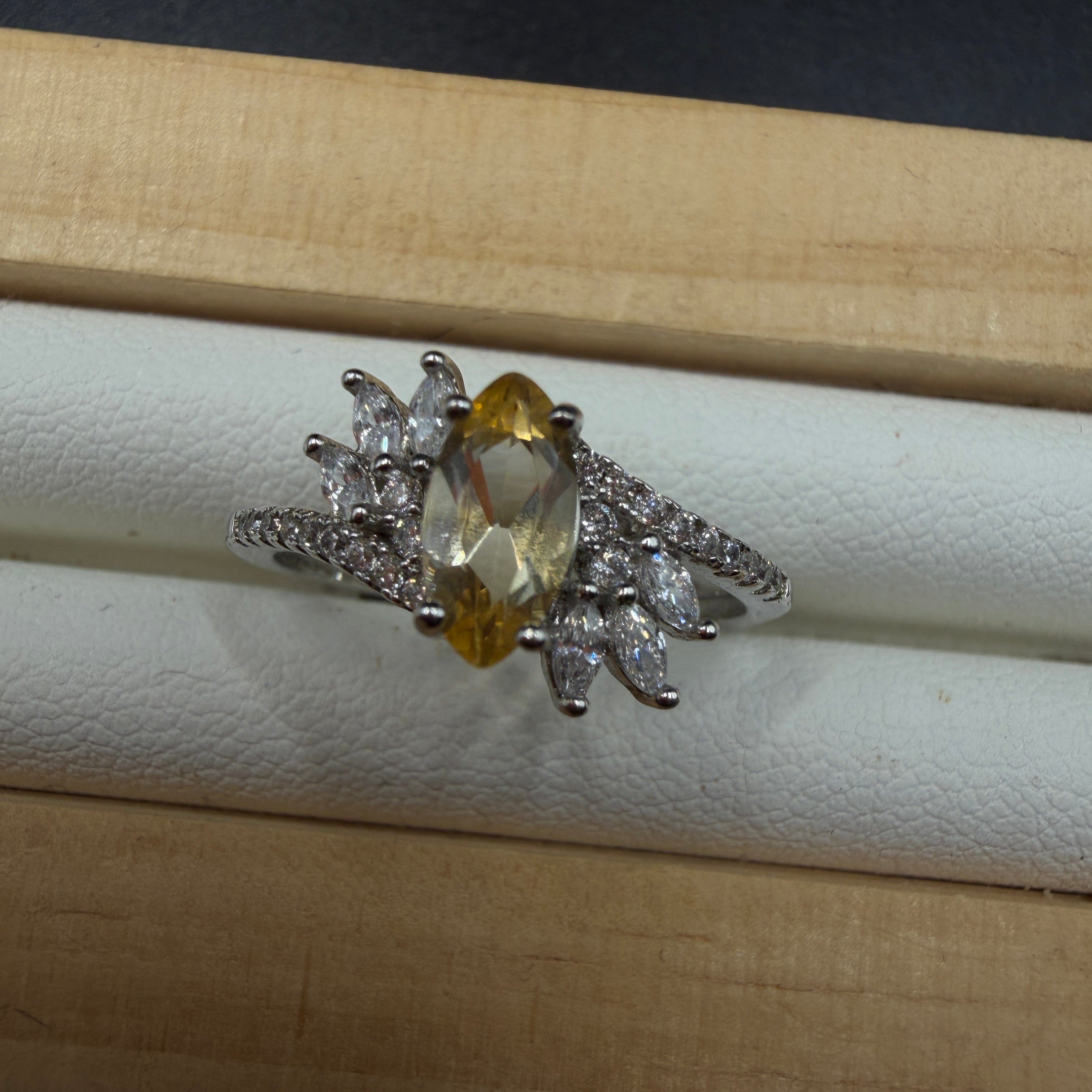 Citrine S925 Adjustable Ring