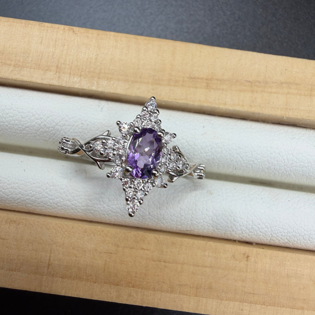 Amethyst Star S925 Adjustable Ring