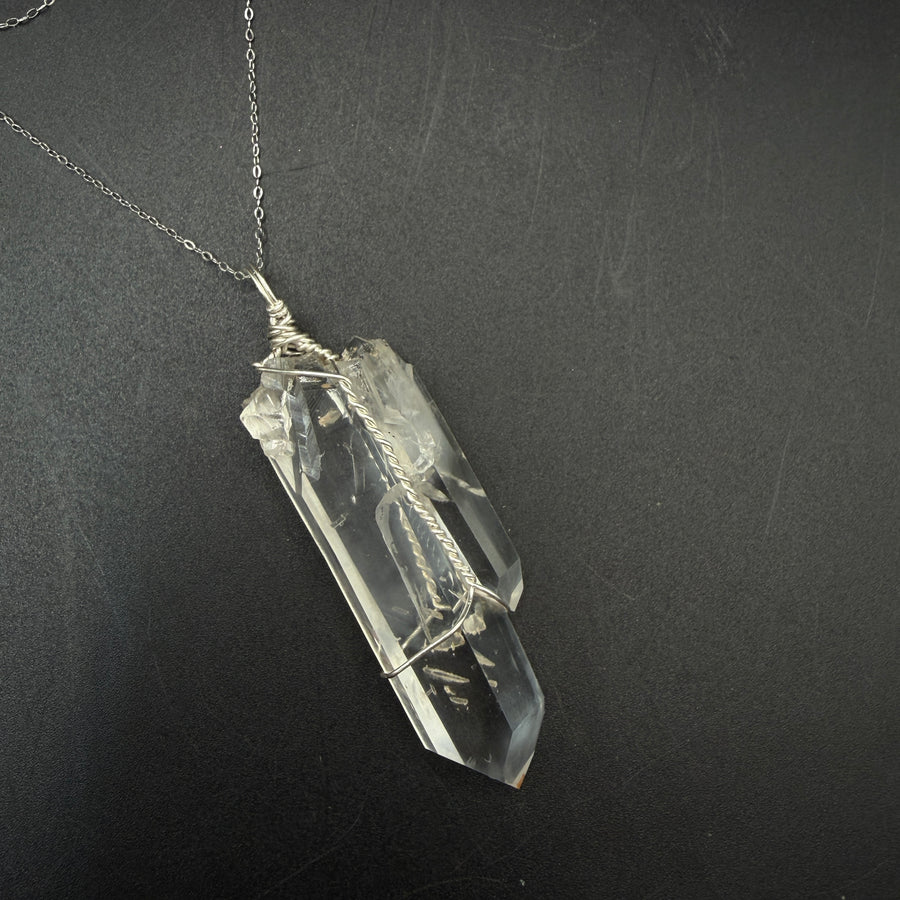 Lemurian Blue Mist Quartz S925 Handmade Necklace