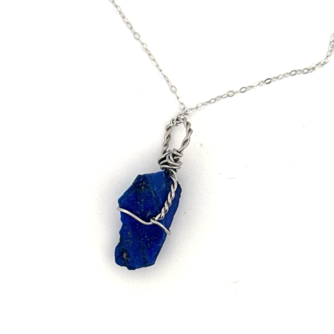 Raw Lapis Lazuli Handmade Necklace on S925 Chain