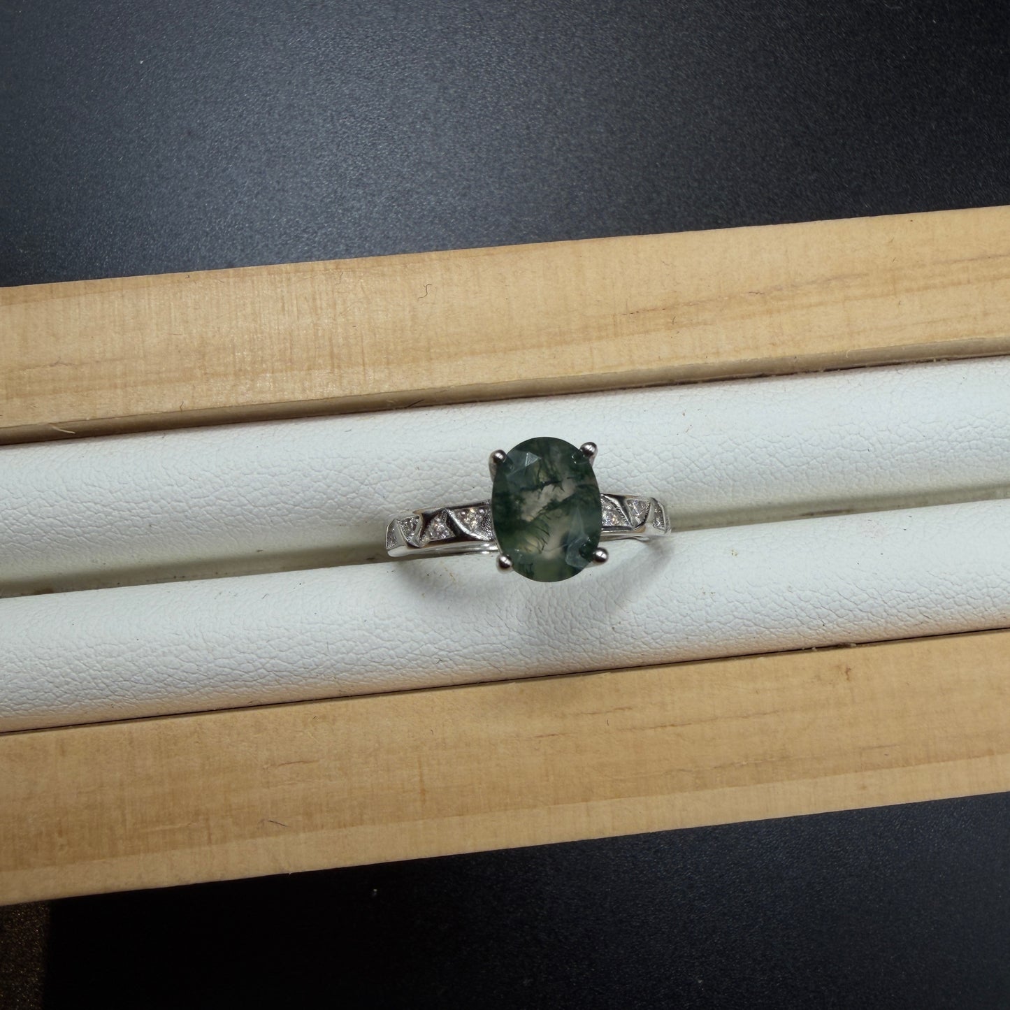 Moss Agate S925 Adjustable Ring