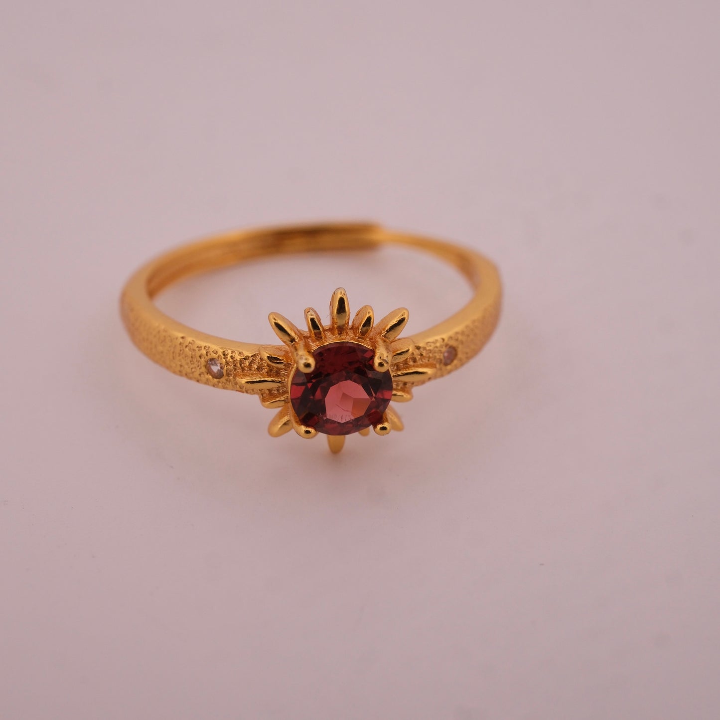 Garnet Sun Gold S925 Adjustable Ring