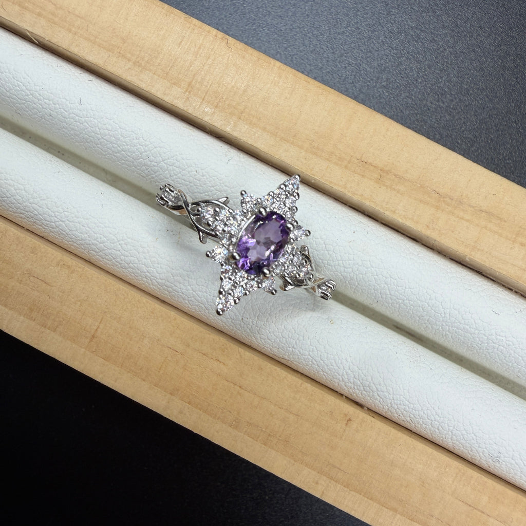 Amethyst Star S925 Adjustable Ring