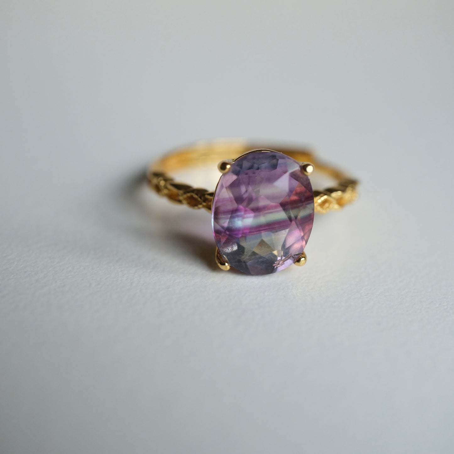 Fluorite S925 Adjustable Ring