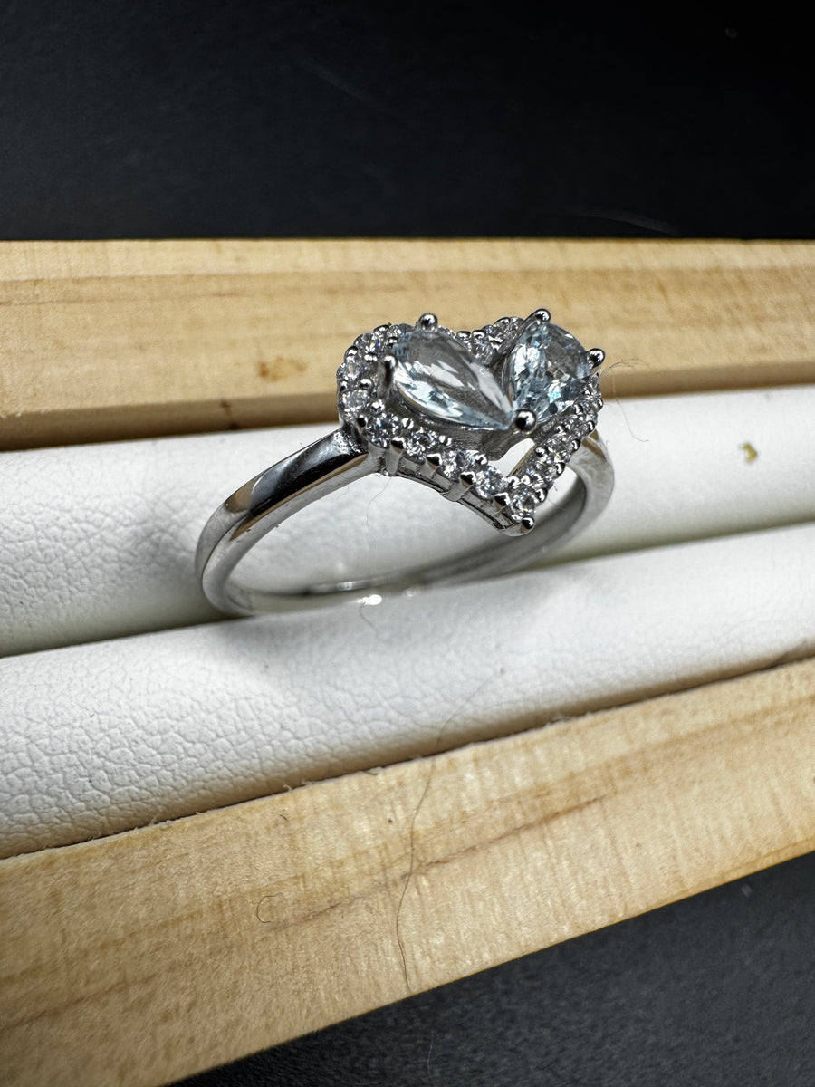 Aquamarine Heart Ring