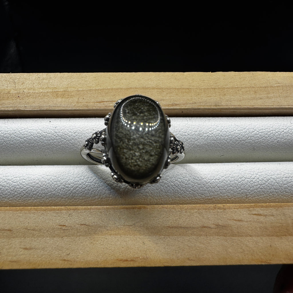 Golden Sheen Obsidian Ring