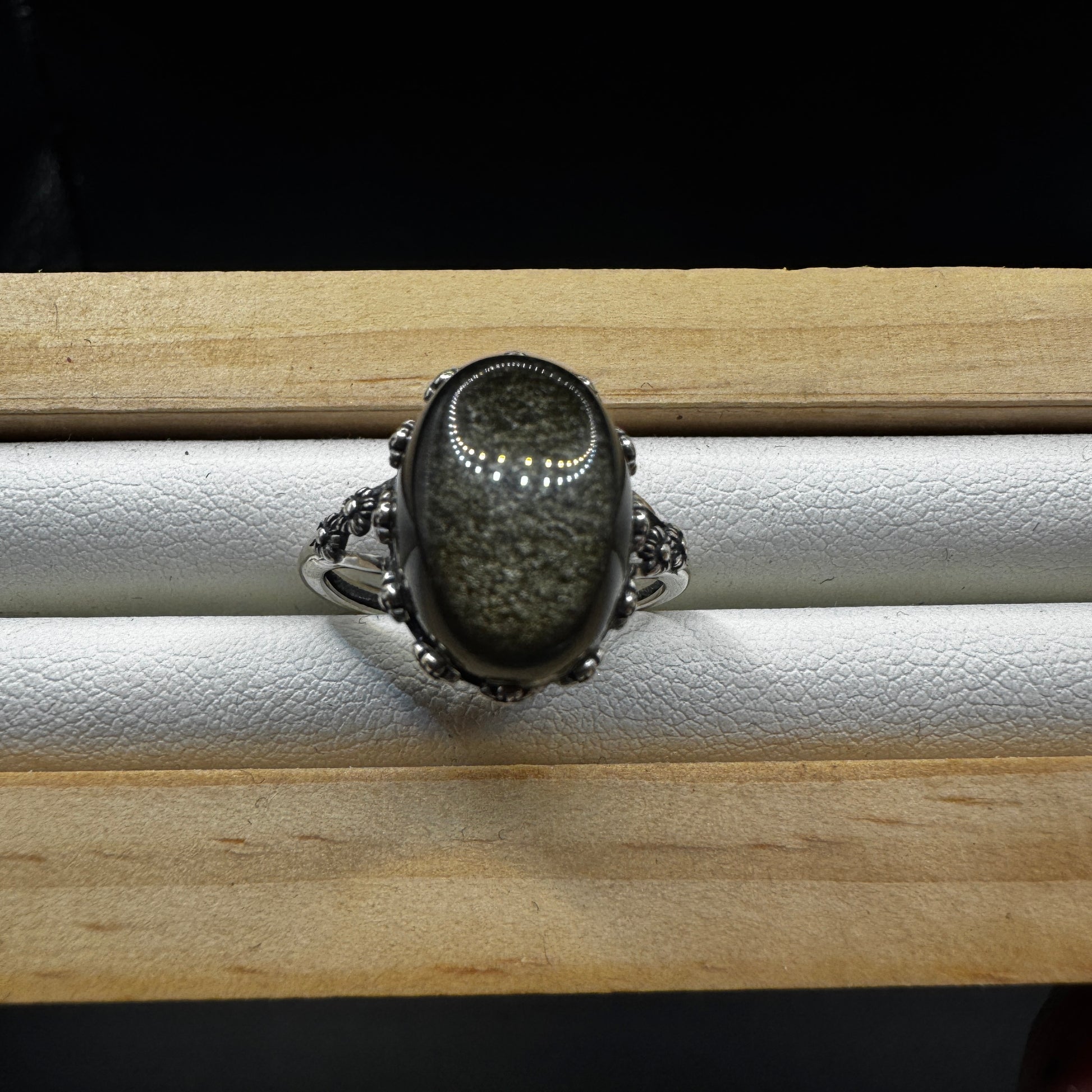 Golden Sheen Obsidian Ring