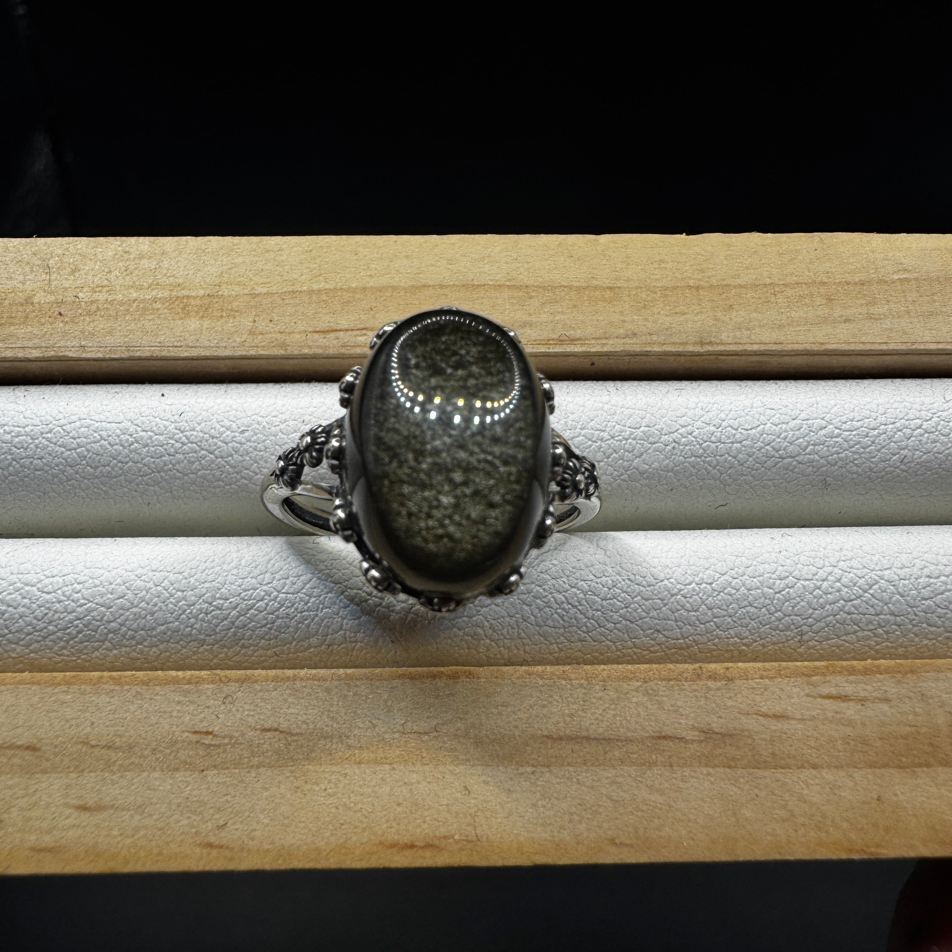 Golden Sheen Obsidian S925 Adjustable Ring