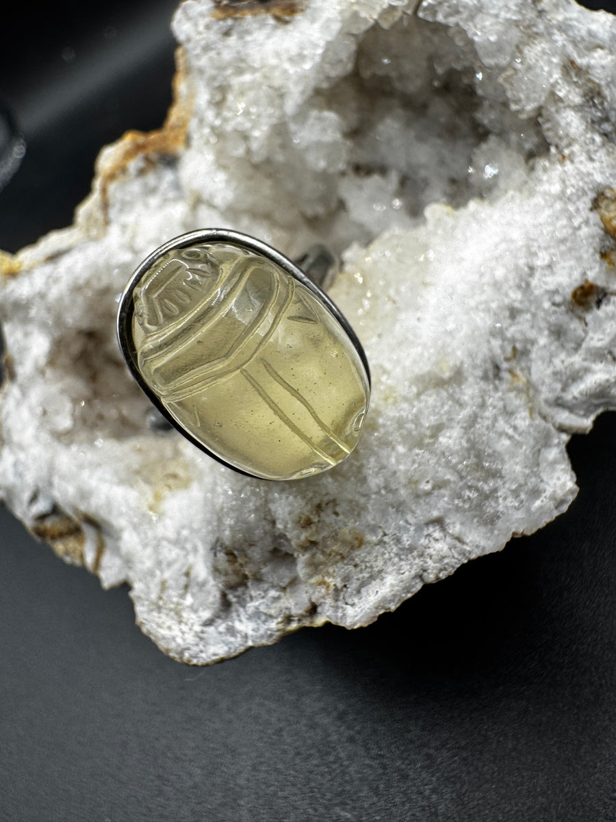 Libyan Desert Glass Scarab Ring