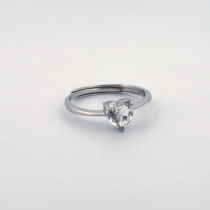 Clear Quartz HeartS925 Adjustable Ring