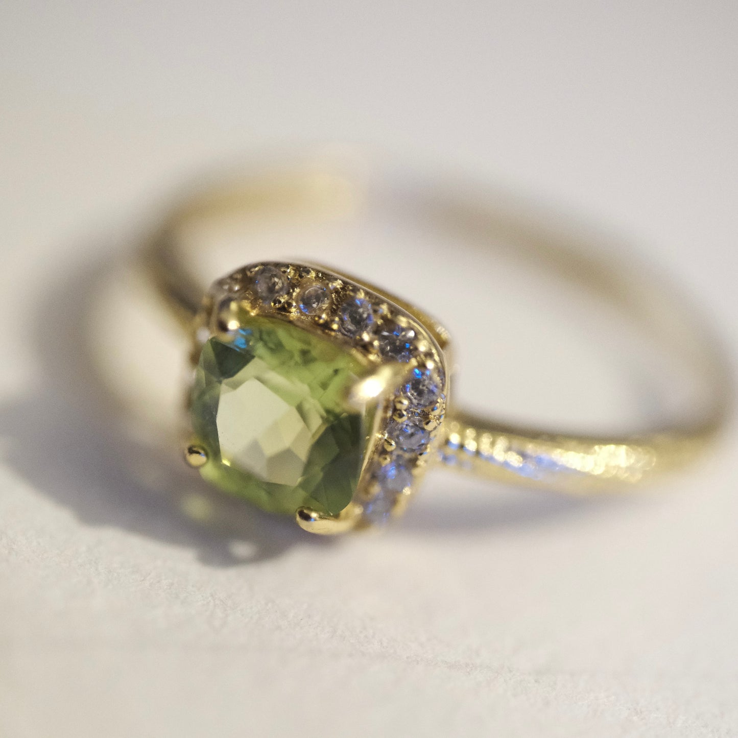 Peridot S925 Gold Adjustable Ring