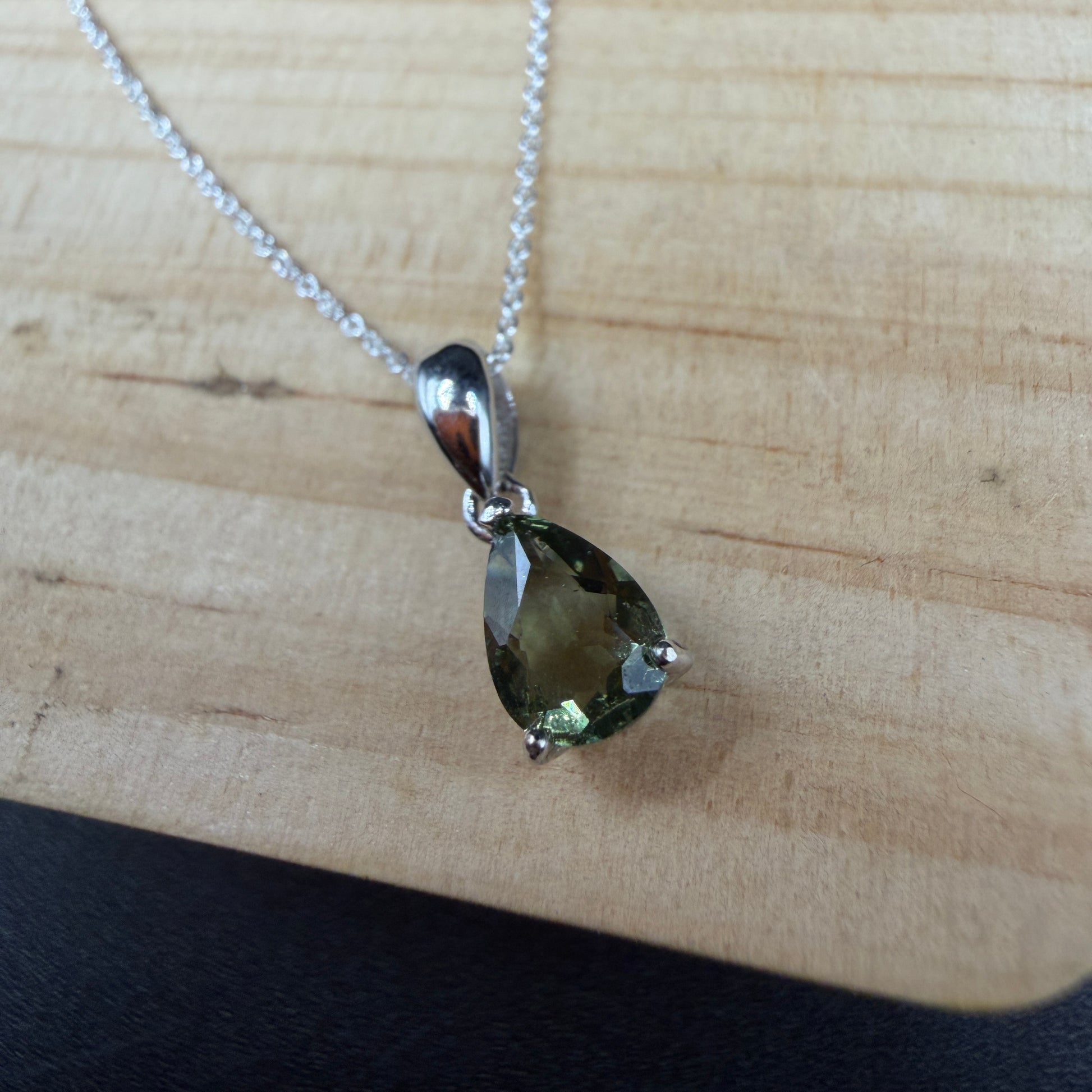Moldavite Teardrop Certified S925 Necklace