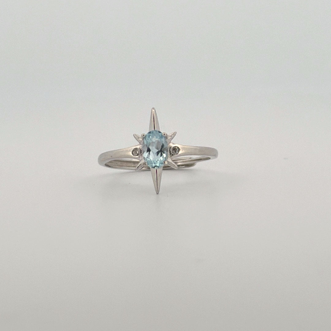 Aquamarine S925 Adjustable Ring