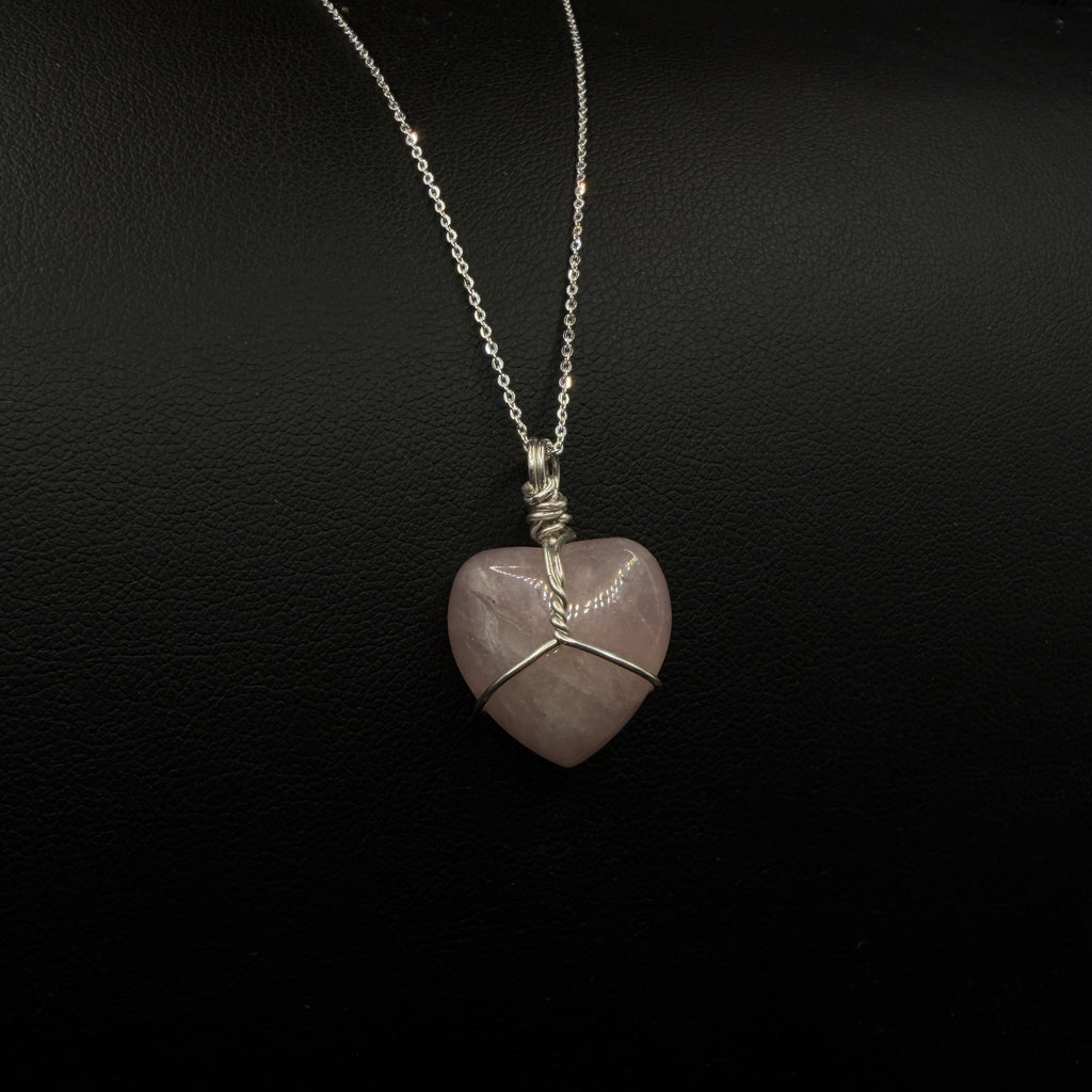 Rose Quartz Heart Handmade S925 Necklace