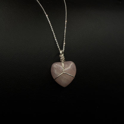Rose Quartz Heart Handmade S925 Necklace