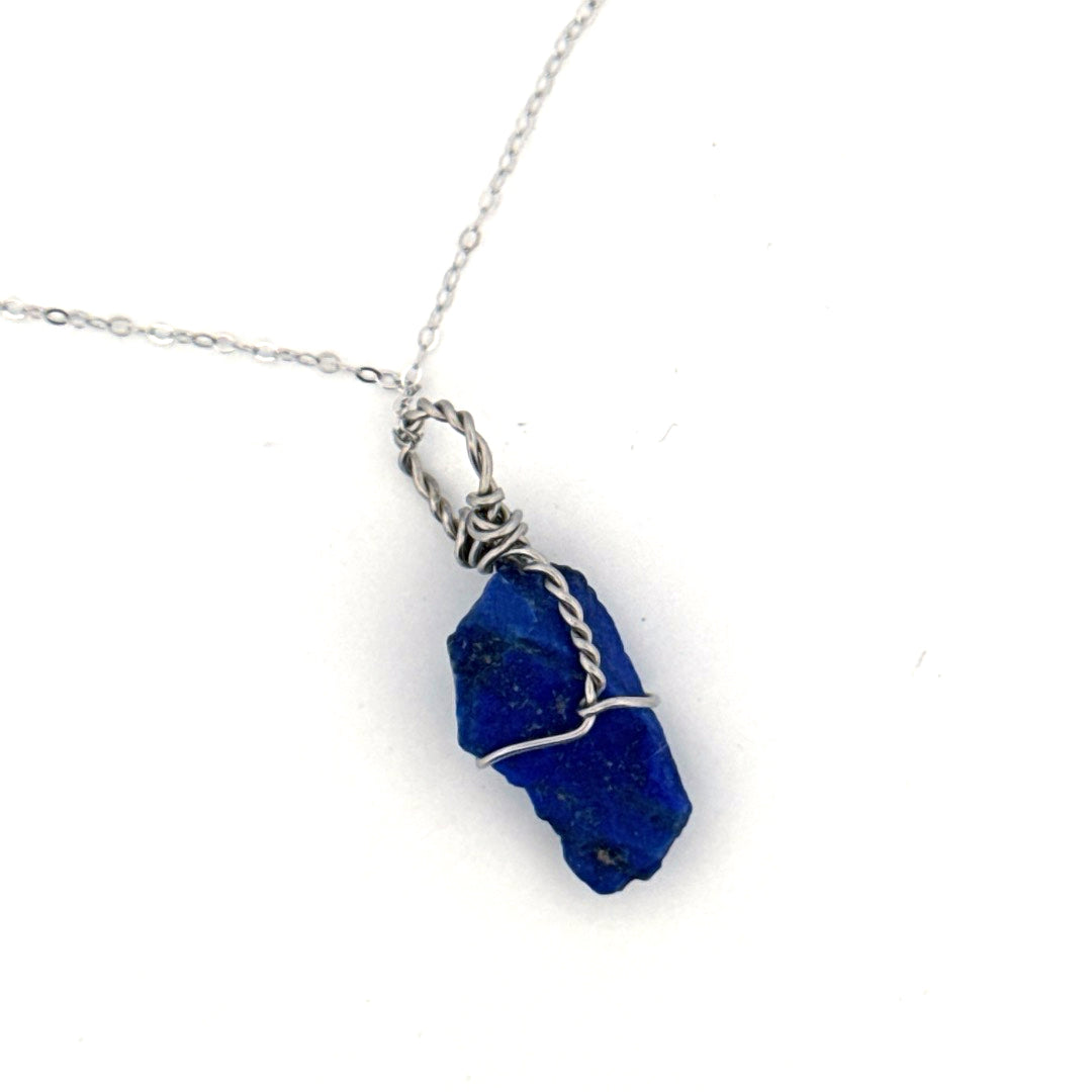 Raw Lapis Lazuli Handmade Necklace on S925 Chain