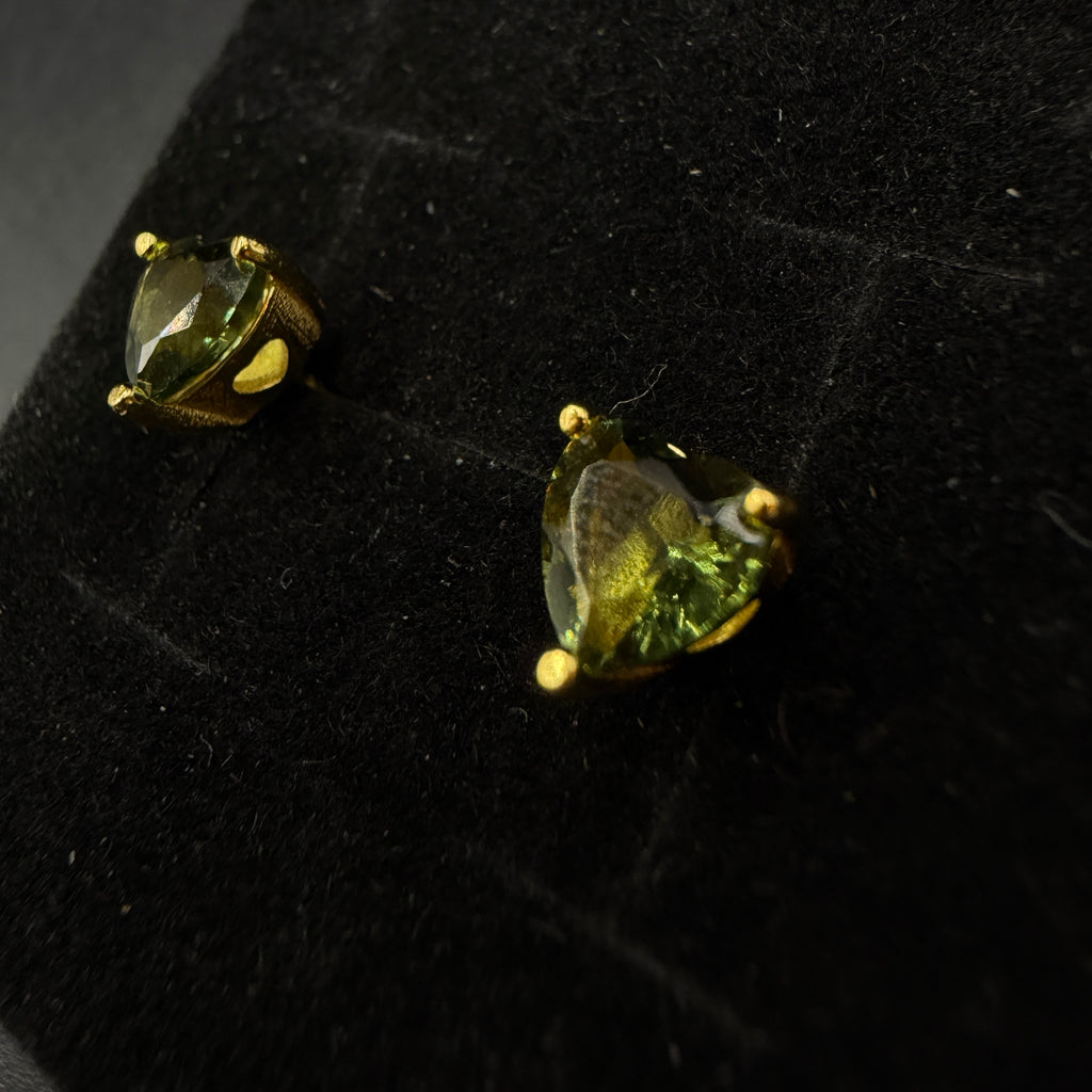 Moldavite Heart S925 Certified Earrings