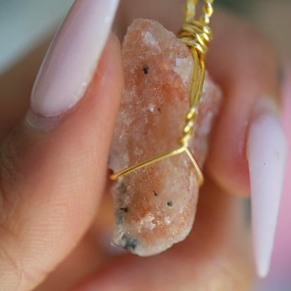 Sunstone Raw Handmade Gold Necklace on S925 Chain