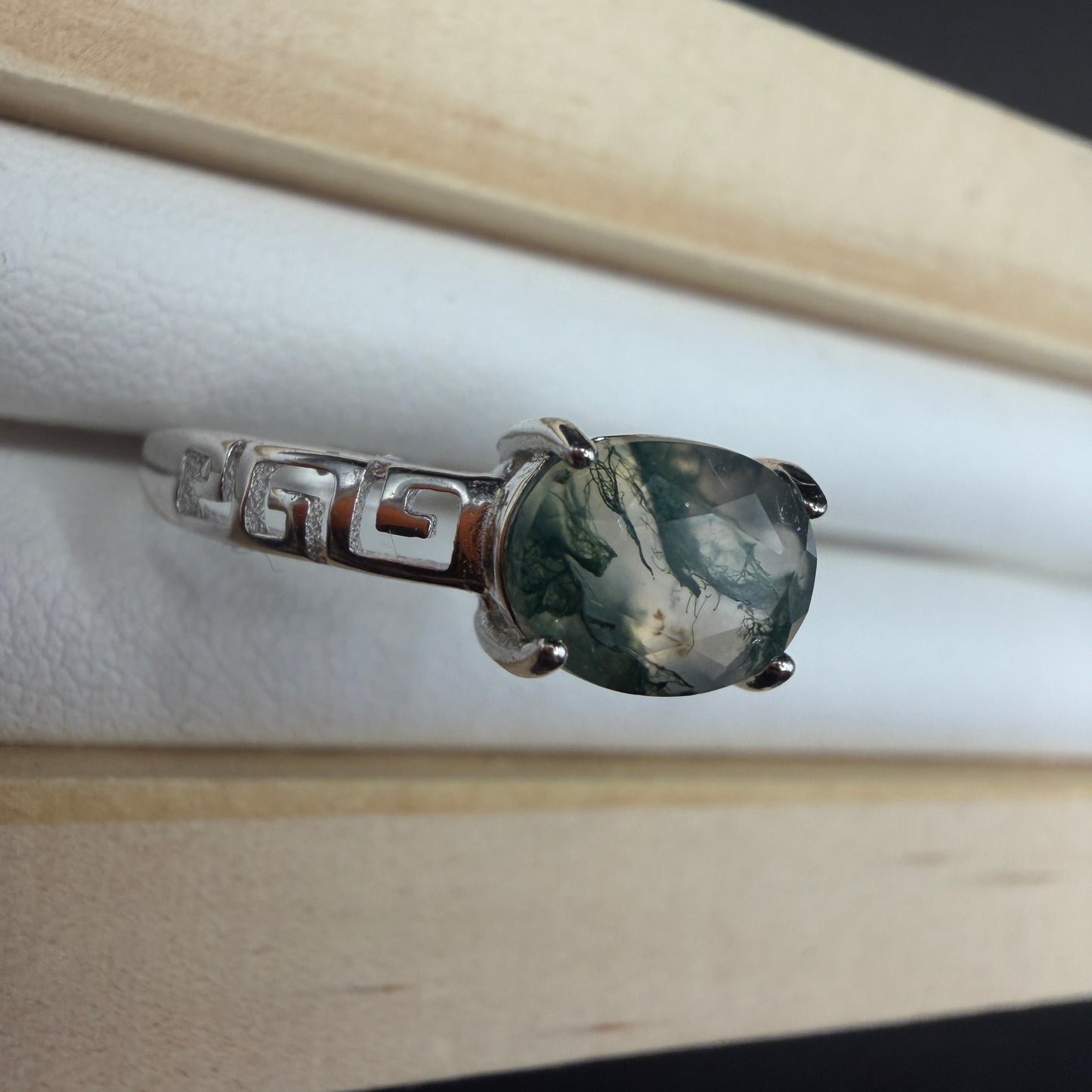 Moss Agate S925 Adjustable Ring