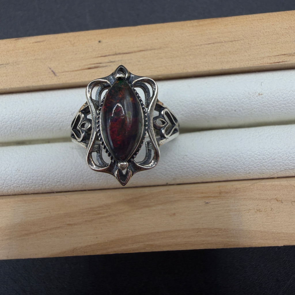 Black Opal S925 Adjustable Ring