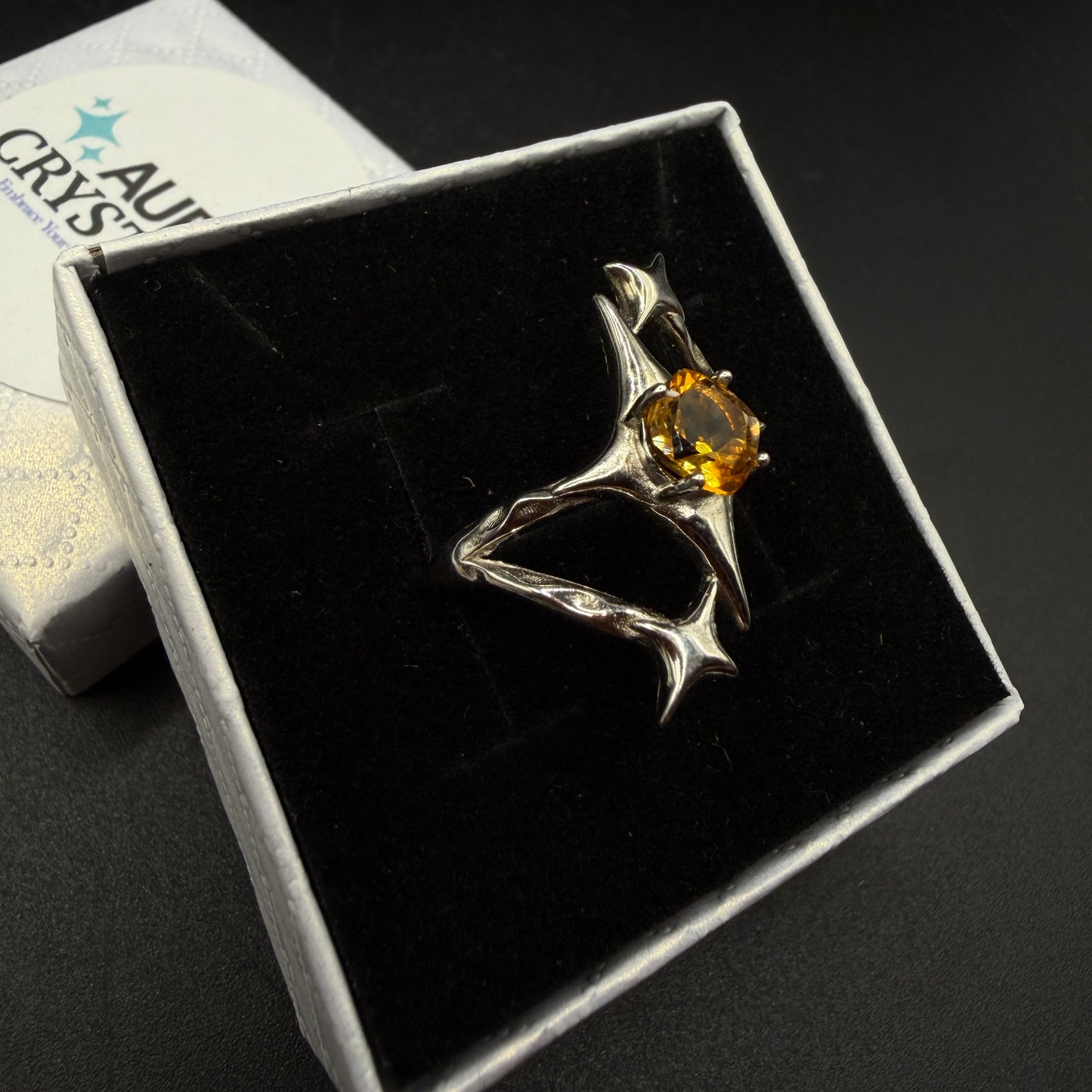 Citrine Star S925 Certified Adjustable Ring