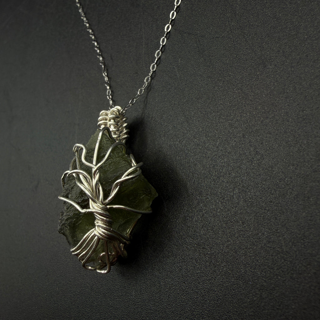 Moldavite Tree Of Life S925 Handmade Necklace