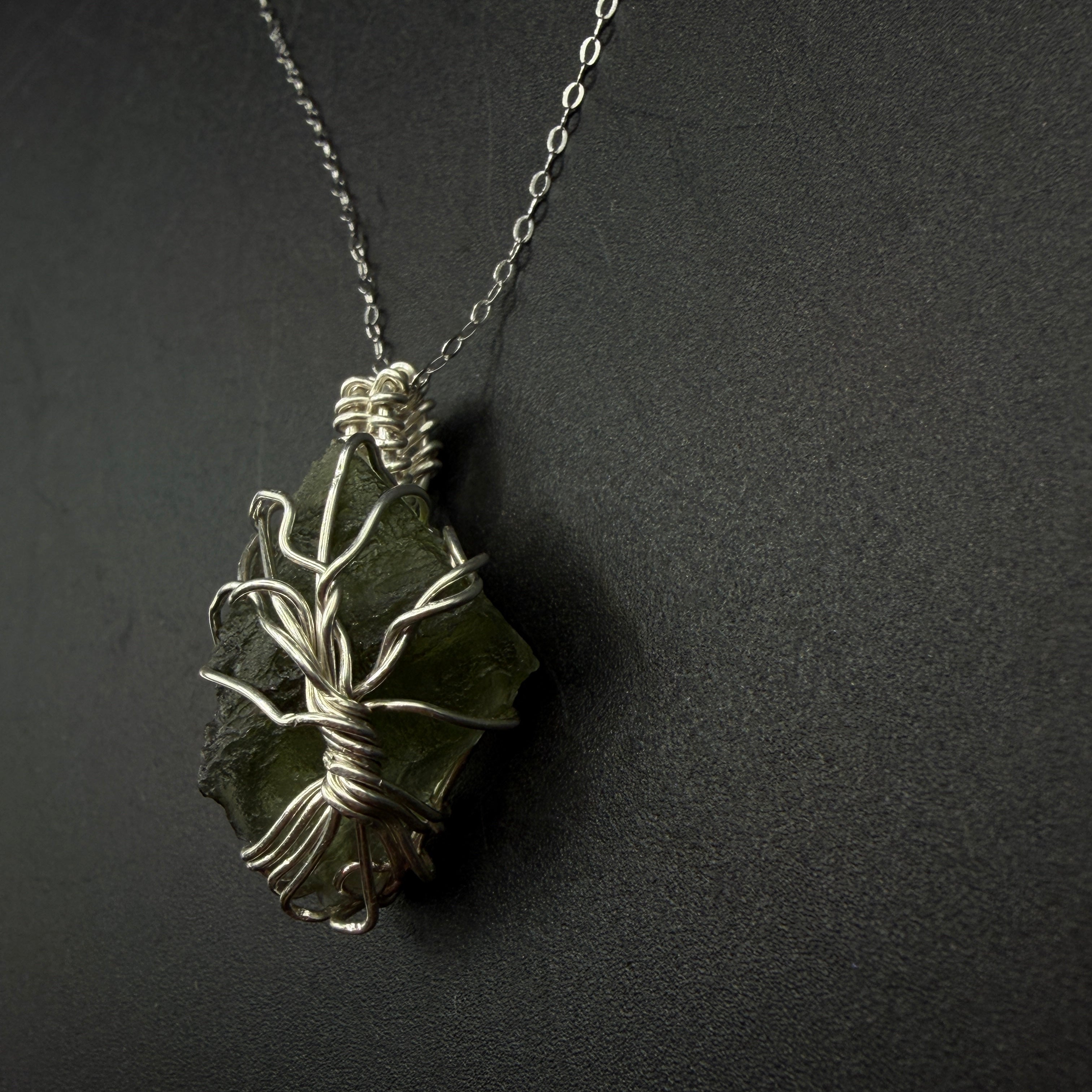 Moldavite Tree Of Life S925 Handmade Necklace
