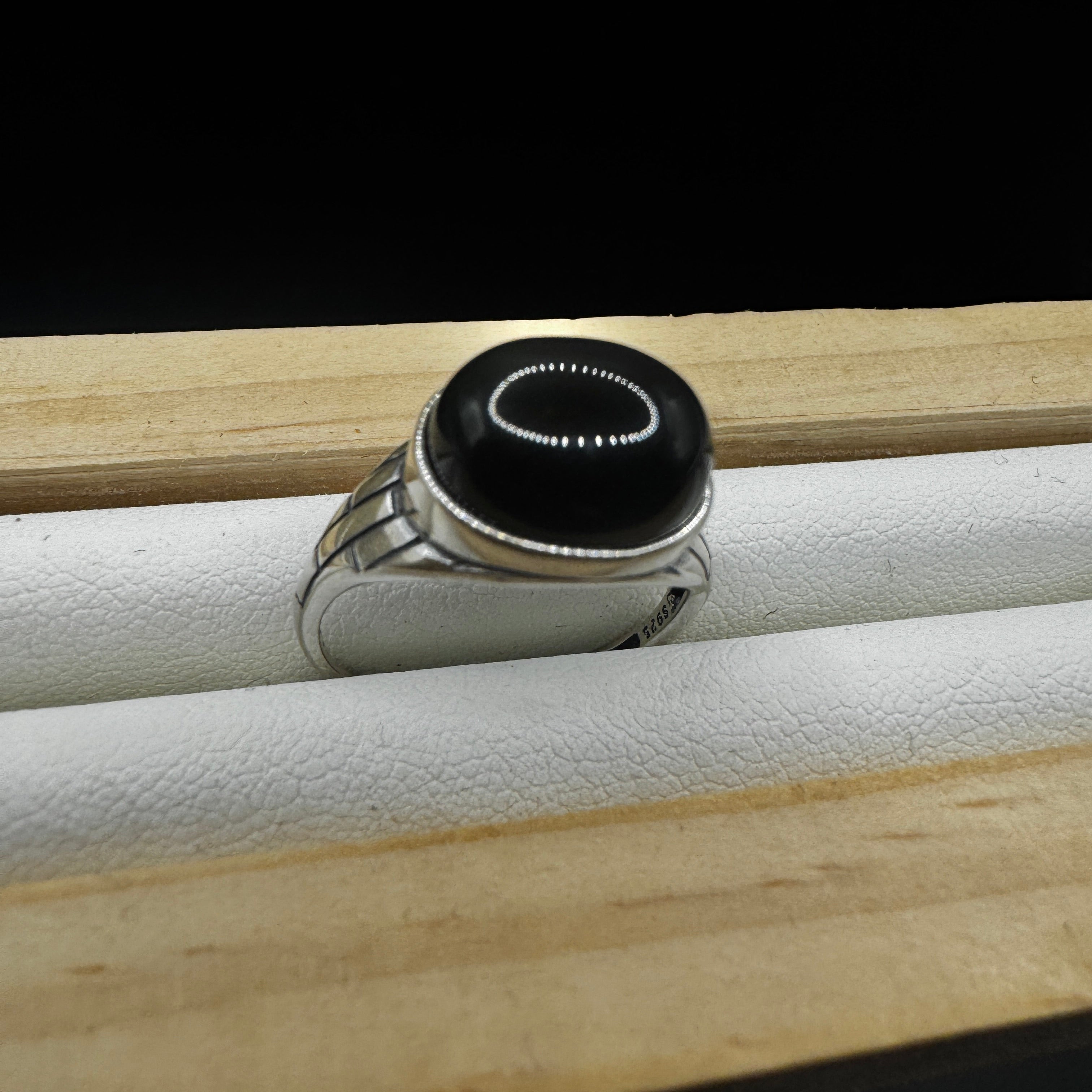 Obsidian S925 Adjustable Ring