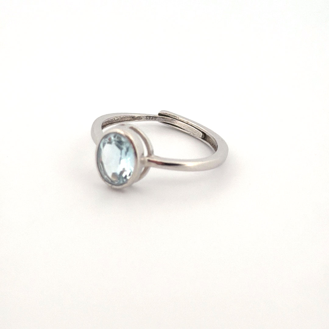Aquamarine S925 Adjustable Ring