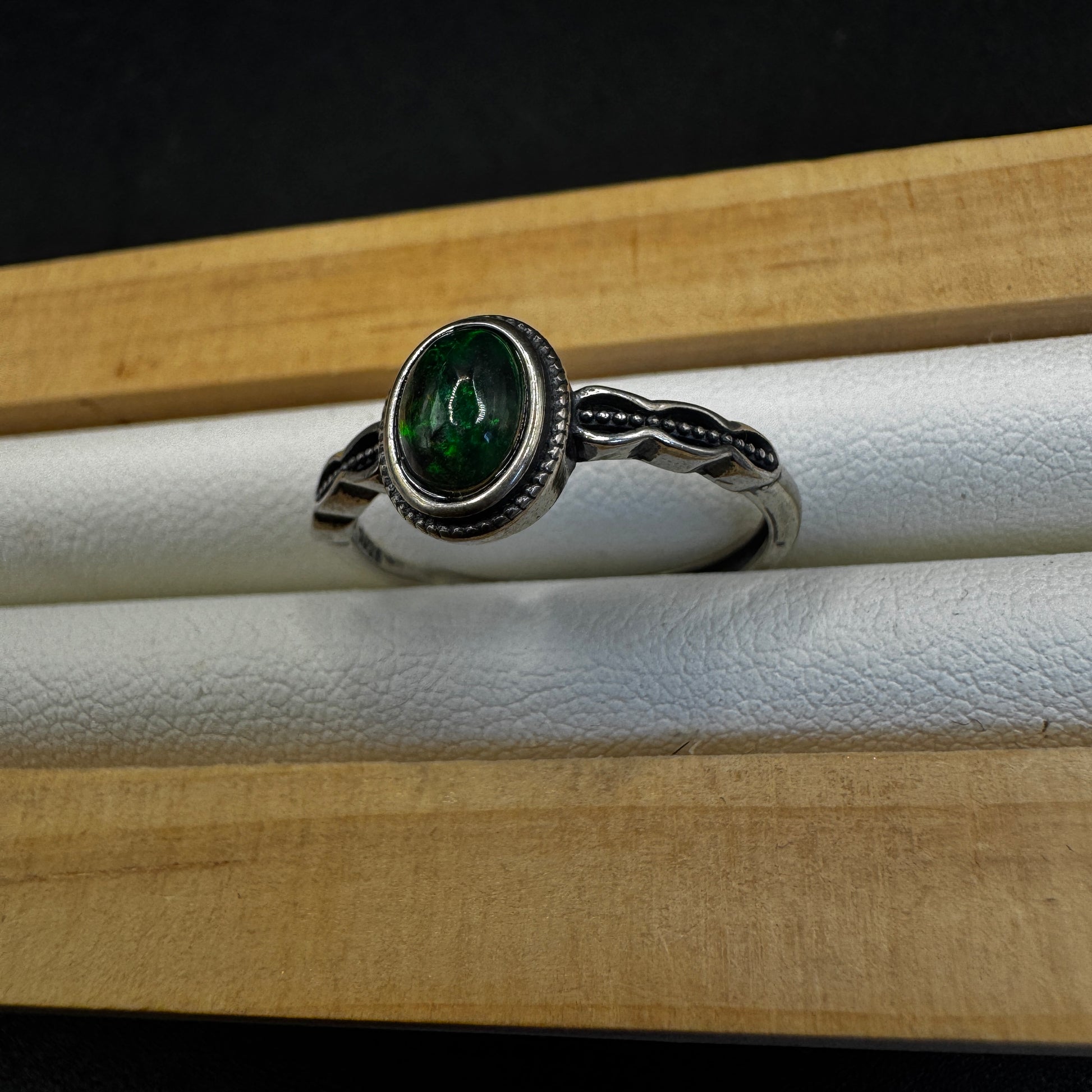 Black Opal S925 Adjustable Ring