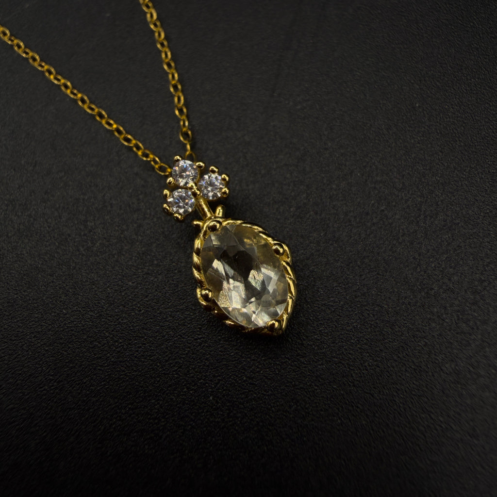 Gold Libyan Desert Glass S925 Certified Necklace